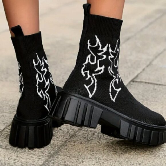 Platform Ankle Boots Lightning Bolt Stretch, 6.5 - Picture 4 of 4